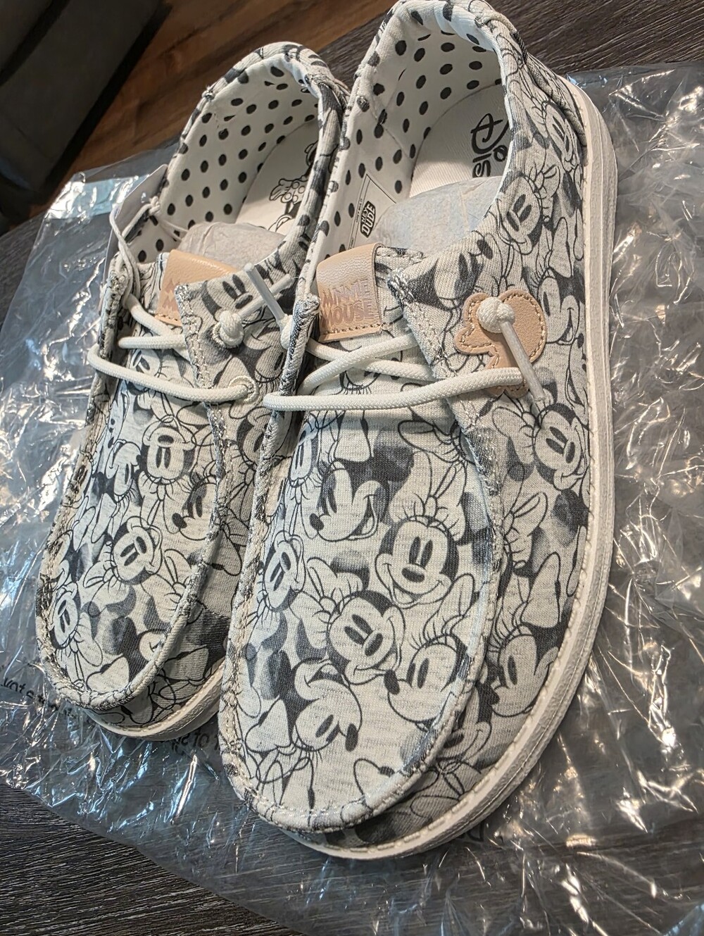 Hey Dude Kids Gray and Cream Mickey Mouse Canvas Slip-Ons